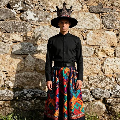 Mysterious Male Figure with Crowned Hat