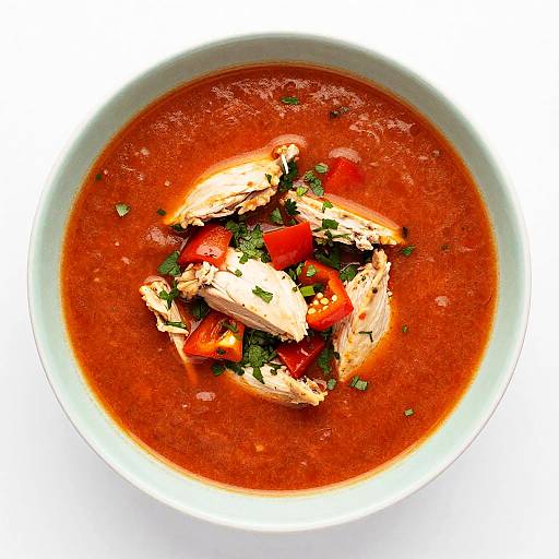 Top-Down Vibrant Chicken Tomato Soup