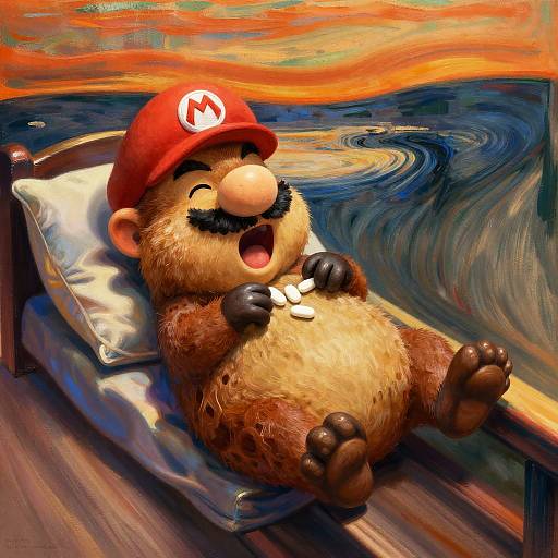 Super Mario-Style Groundhog Drug Addict Portrait