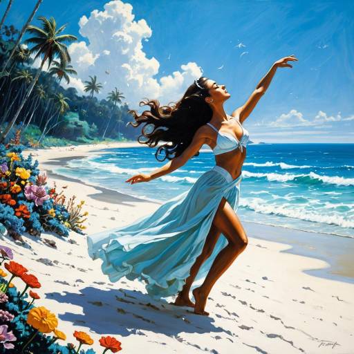 Goddess Dancing on Tropical Beach
