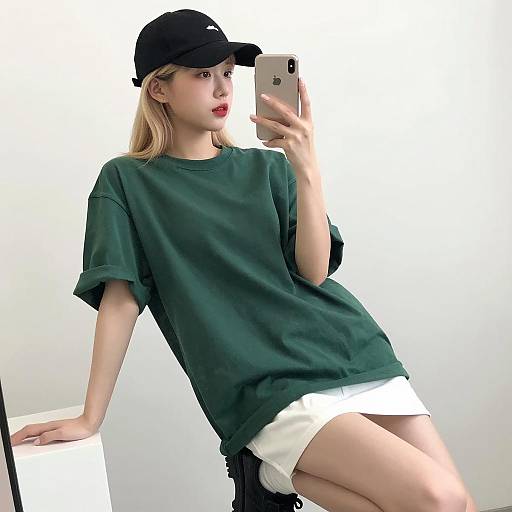 Young Woman Taking a Mirror Selfie