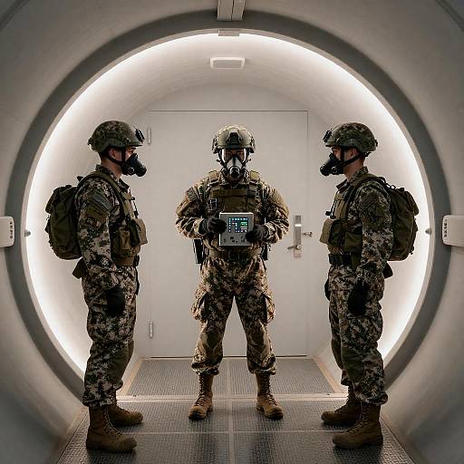 Soldiers in Airlock: A Tactical Scene