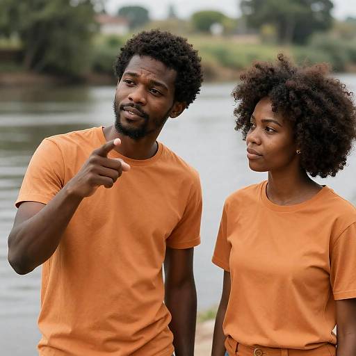 Relaxed River Scene with Two Friends