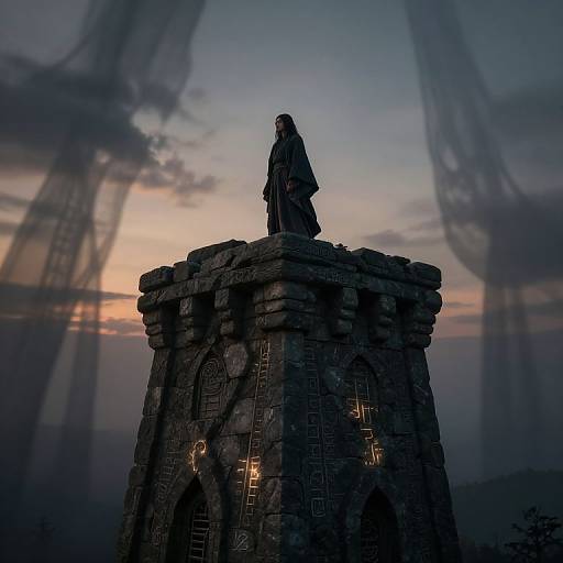 Mumunyan on Ancient Tower at Twilight