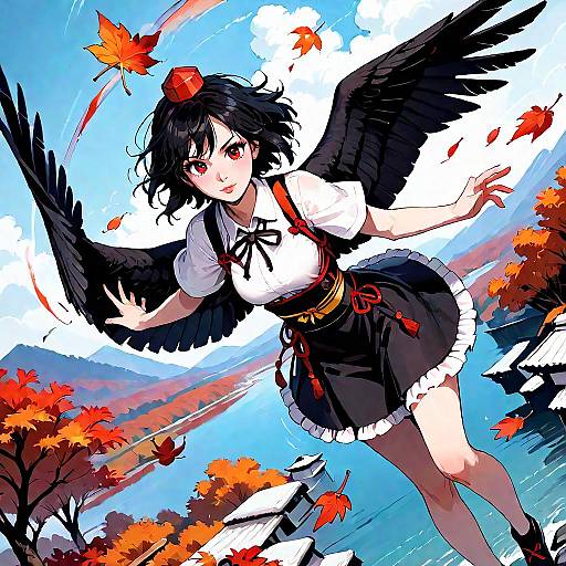 Aya Shameimaru Autumn Battle Scene