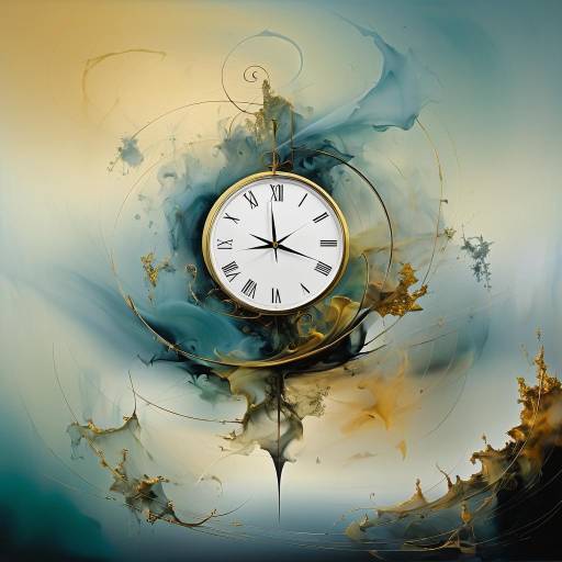 Abstract Clock with Surreal Foggy Textures
