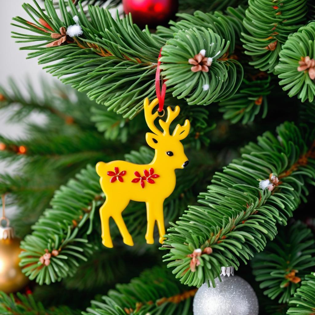 Christmas Youkol Adorning a Fir Tree