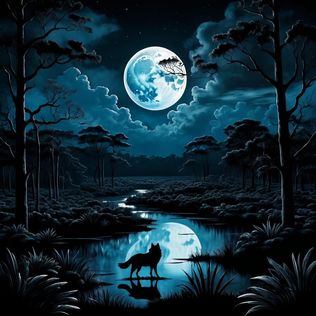 Moody Swamp Scene with Werewolf