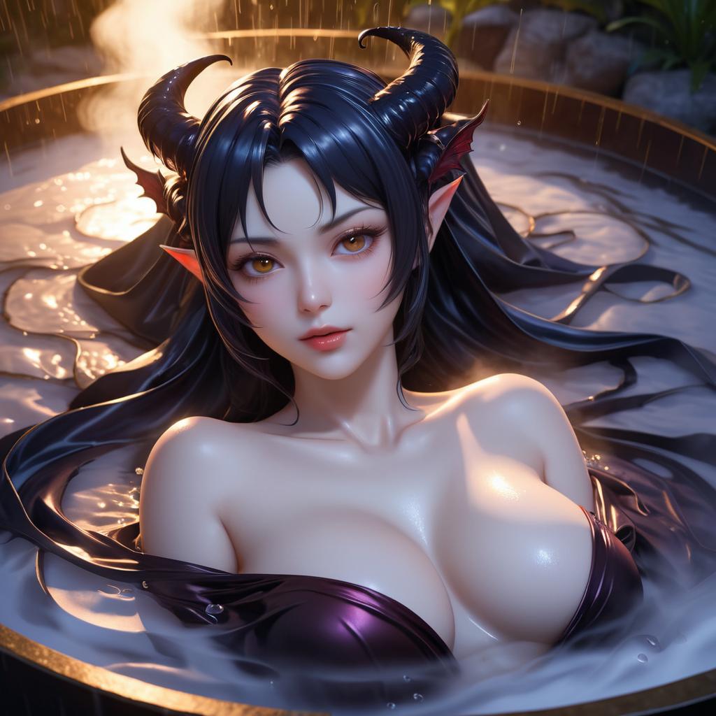 Succubus Emerges from Steamy Hot Spring