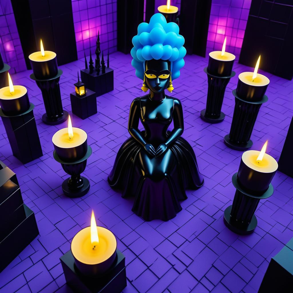 Gothic Vaporwave Aerial View of Marge Simpson