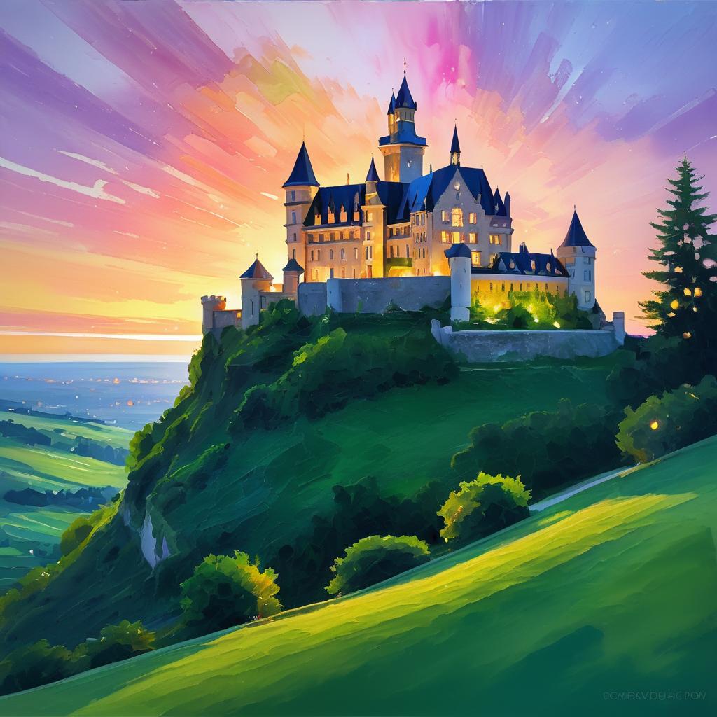 Twilight Castle: An Impressionist Vision