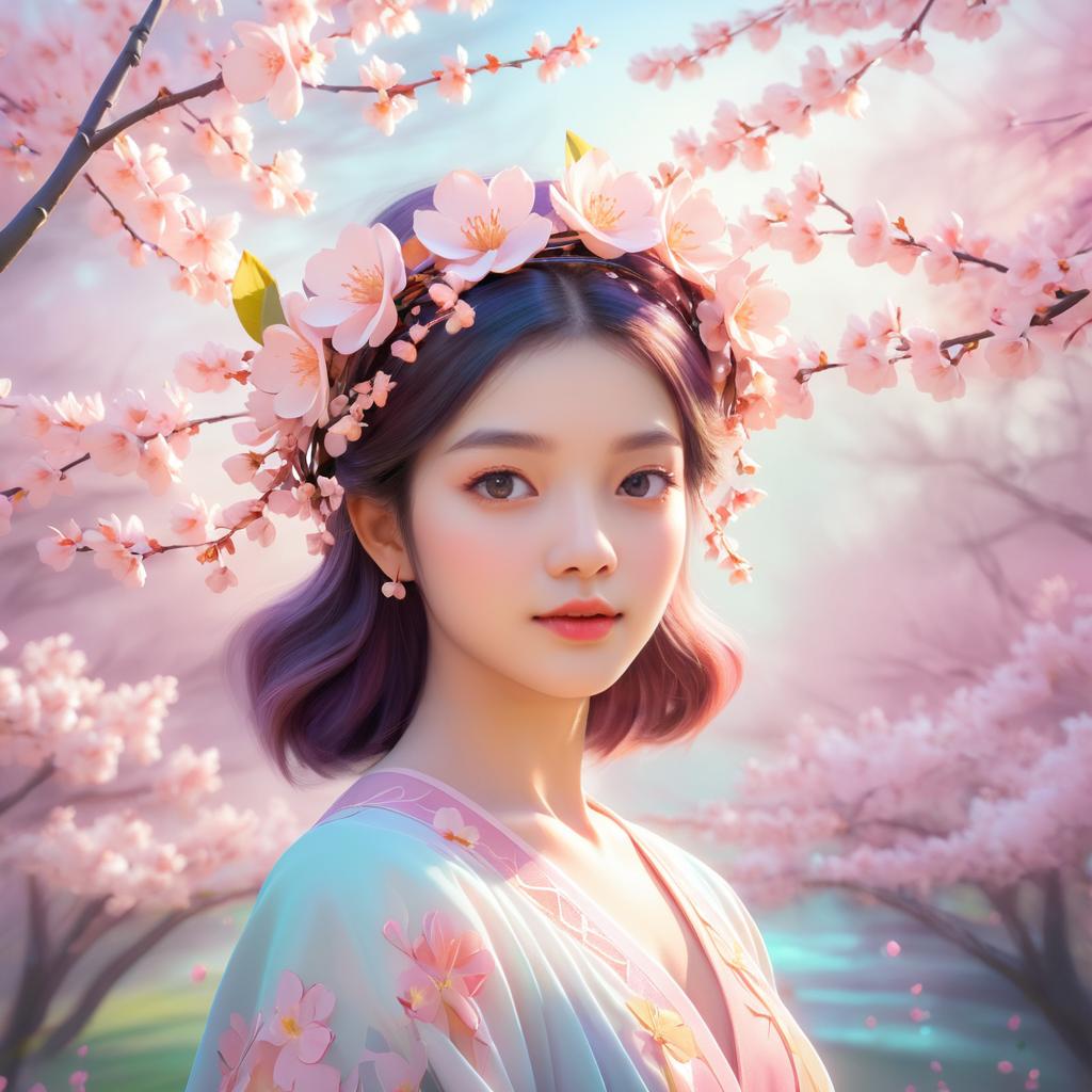 Ethereal Girl Under Cherry Blossoms