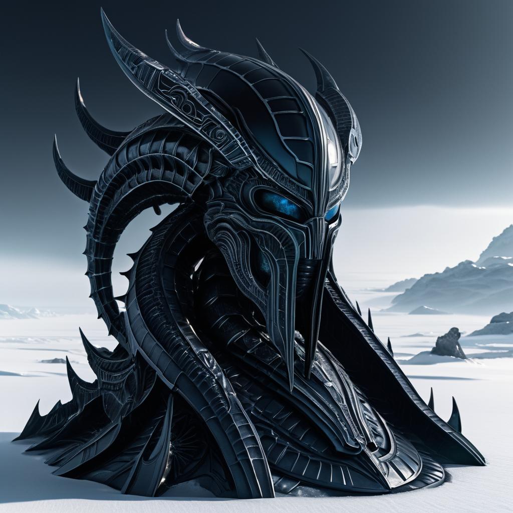 Mayan Crystalline Xenomorph in Frozen Wasteland