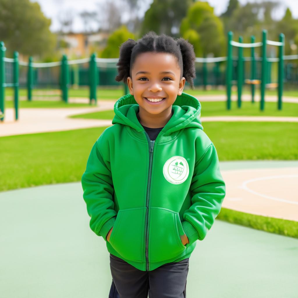 Joyful Child in Schoolyard Playground