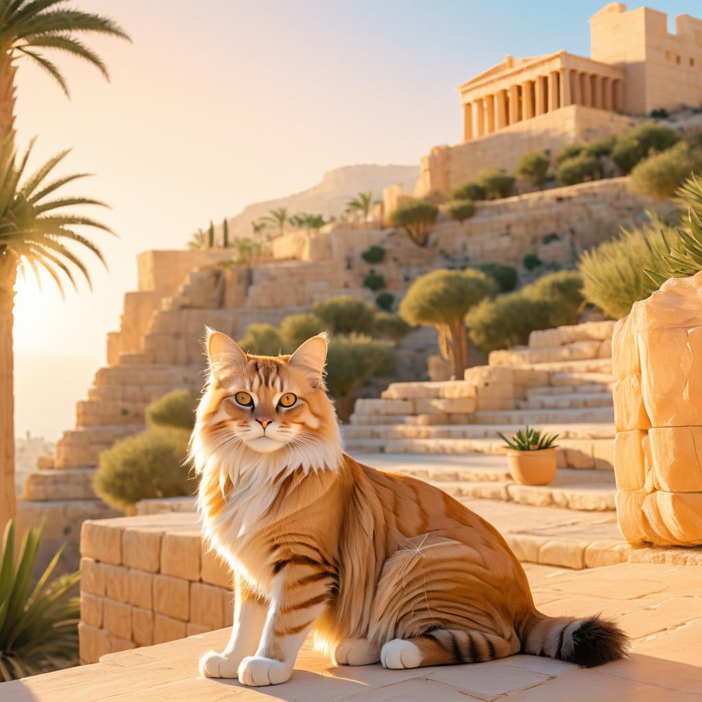 Cinematic Portrait of a Cat at Acropolis