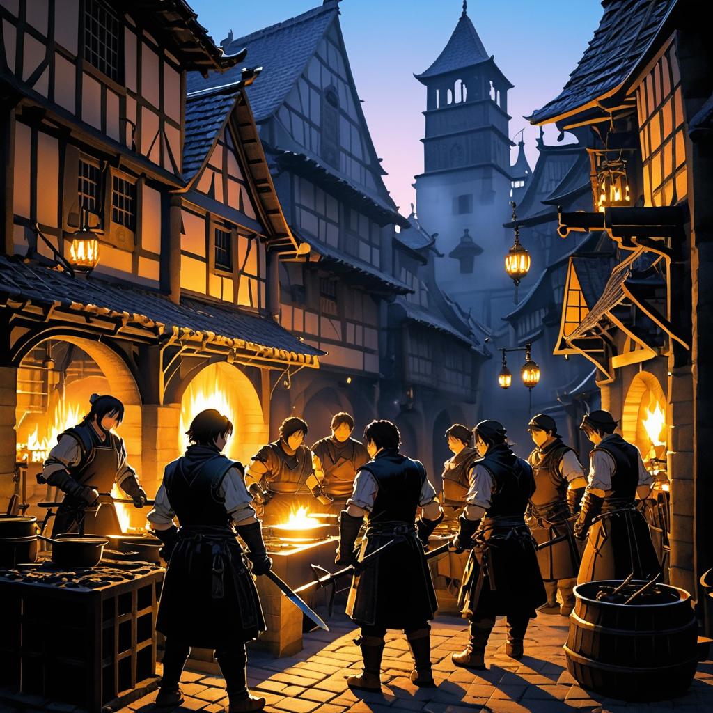 Medieval Blacksmiths in Anime Style