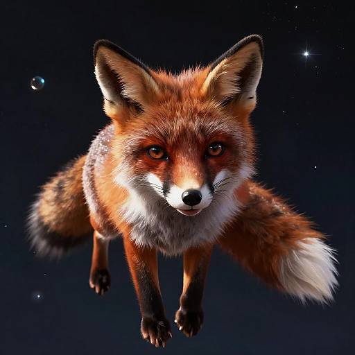 Lifelike Red Fox Floating in Space