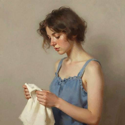 Serene Young Woman Impressionistic Portrait