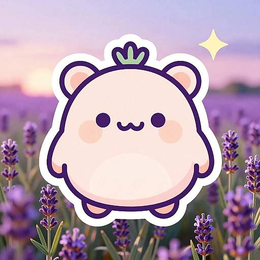 Colorful Lavender Field Vector Sticker