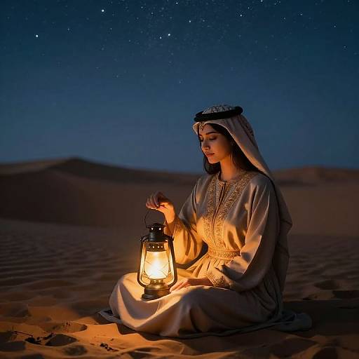 Ethereal Desert Oasis Night Scene