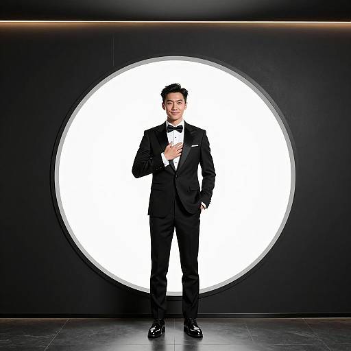 Elegant Man in Tuxedo in Tunnel