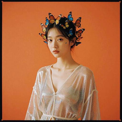 Surreal Butterfly Swarm Humanoid Portrait