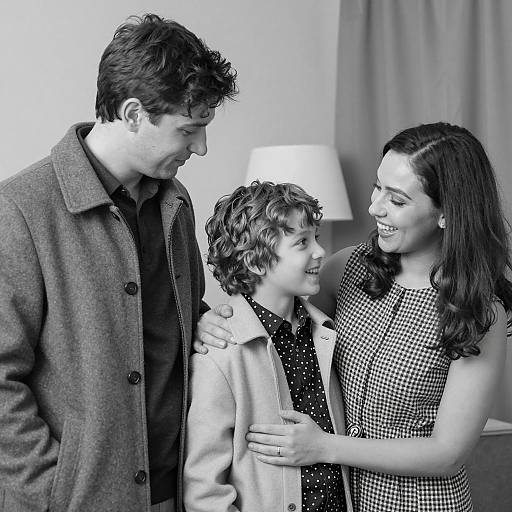 Black and White Family Portrait Scene