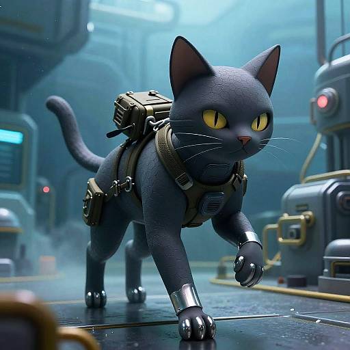 Anthropomorphic Feline Android Stealth