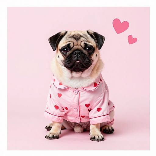 Valentines Adorable Pug Puppy Pajamas