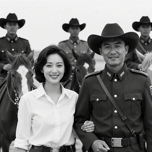 Smiling Couple in Desert Landscape Photograph