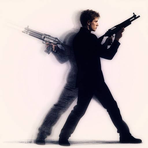 Hyper-Realistic Silhouette with Laser Gun