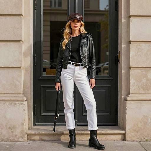 Stylish Young Woman in Urban Gangster Outfit