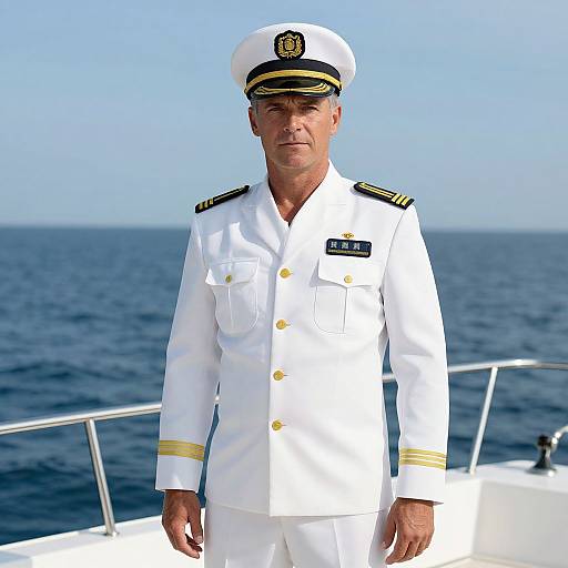 Yacht Captain in White Uniform