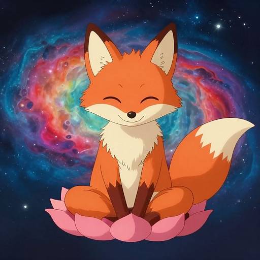 Studio Ghibli Fox Floating in Space
