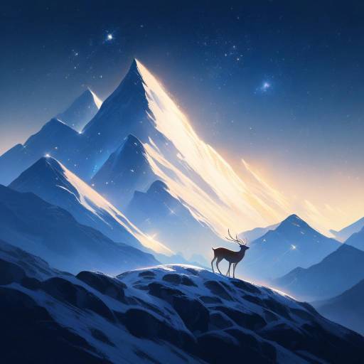 Graceful White-Tailed Deer Under Starry Night Graceful White-Tailed Deer Under Starry Night