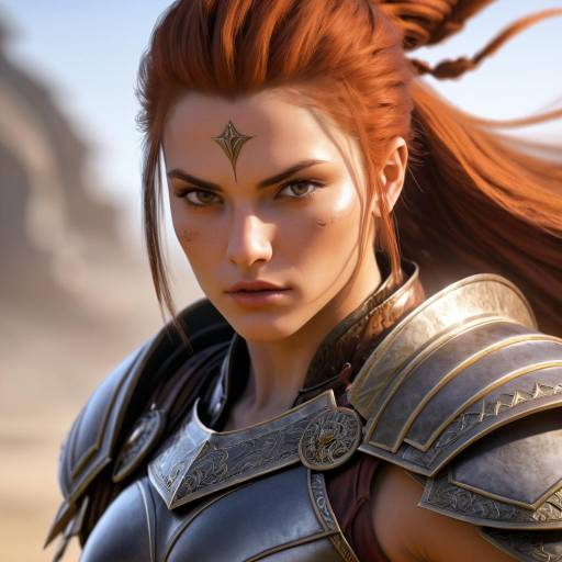 Heroic Female Warrior Portrait in Fantasy Style