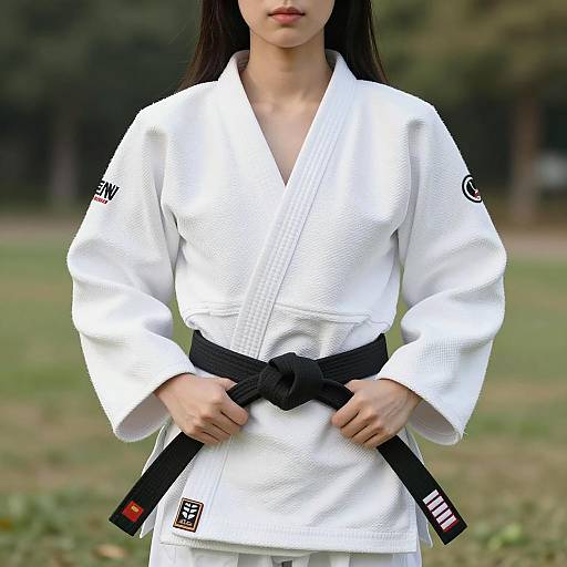 Elegant Asian Judo Athlete Outdoors