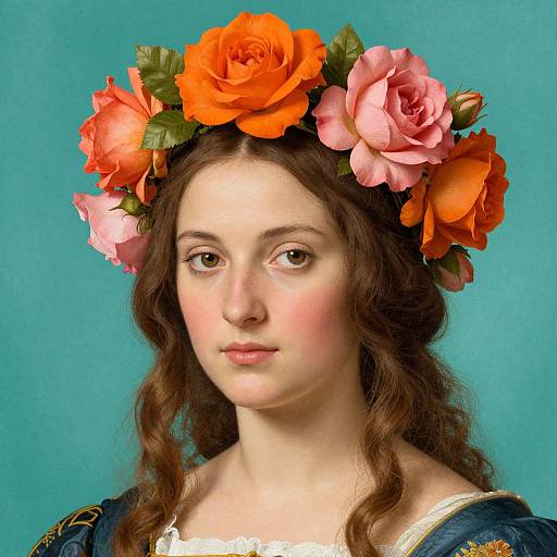 Renaissance Style Floral Portrait HD