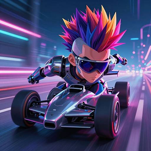 Futuristic Anime Racer with Mohawk