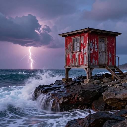 Torri on Rocky Twilight Coastline