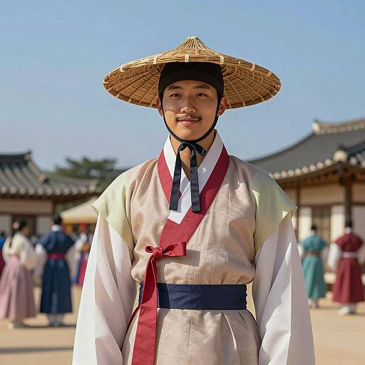 Traditional Korean Attire in Bright Setting