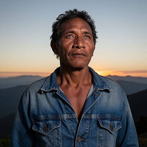 Weathered Melanesian Man at Sunset