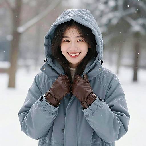Happy Woman in Winter Parka