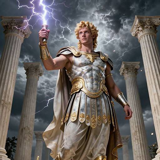 Blonde Greek God with Lightning Bolt