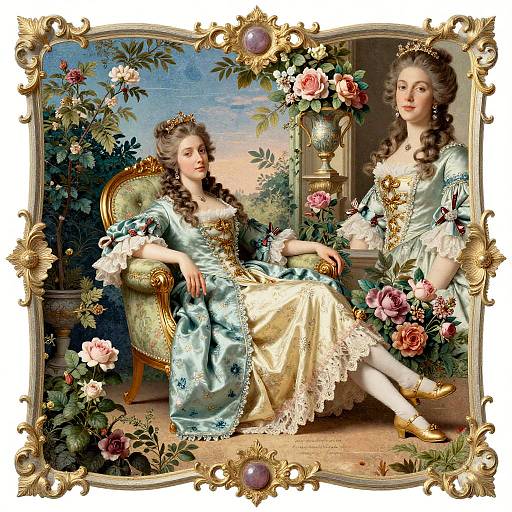 Rococo Pastel Collage of Noblewoman