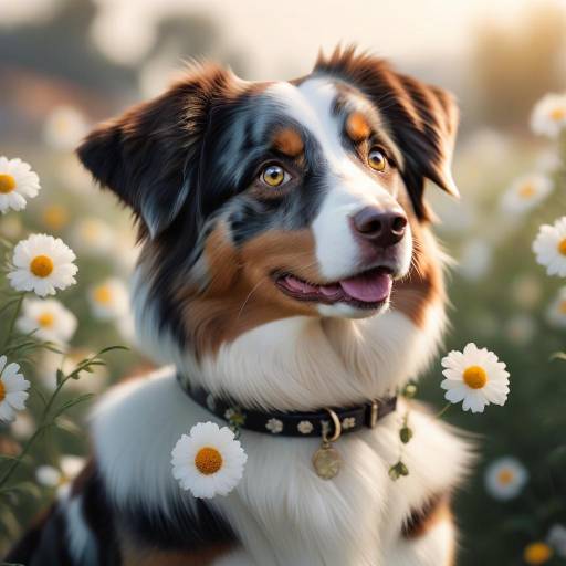 Realistic Australian Shepherd Portrait Outdoors