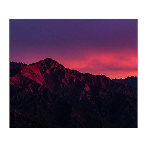 Surreal Magenta Mountain Sunset Landscape
