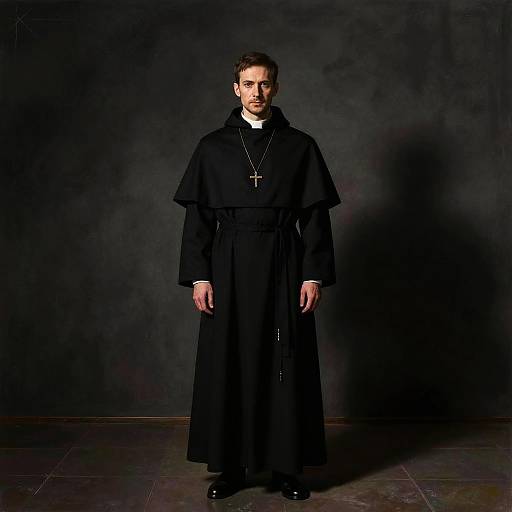 Mysterious Priest Portrait with Shadow