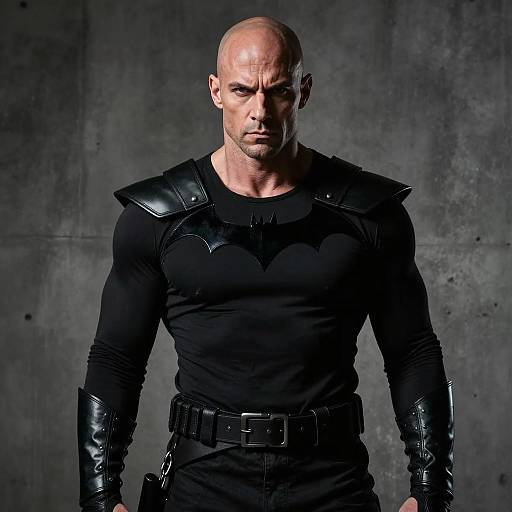 Muscular Man in Bat-Themed Costume