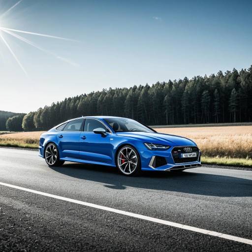 Blue Audi RS7 on Country Road